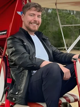 Shop Mrbeast Black Leather Jacket