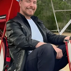 Shop Mrbeast Black Leather Jacket