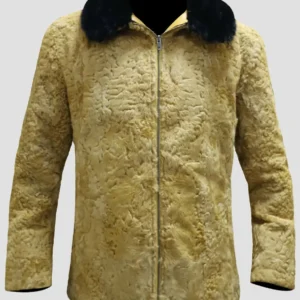 Shop Neal Faux Persian Lamb Yellow Fur Jacket