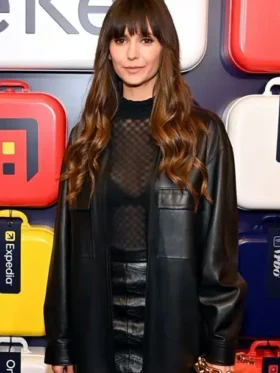 Shop Nina Dobrev Black Leather Jacket