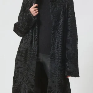Shop Ruth Women Persian Lamb Curly Fur Black Coat 