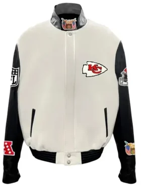 Shop Travis Kelce Chiefs White Varsity Jacket