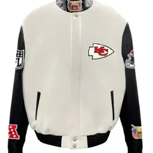 Shop Travis Kelce Chiefs White Varsity Jacket