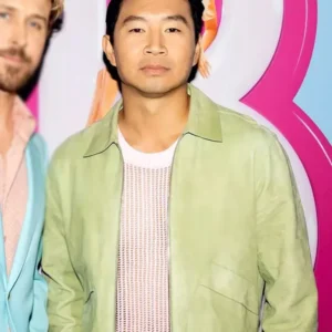 Simu Liu Barbie Movie Event 2023 Suede Green Jacket