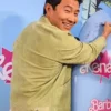 Simu Liu Barbie Movie Event 2023 Suede Green Jacket Back