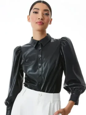 So Help Me Todd S02 Susan Black Leather Shirt For Women