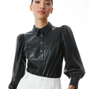 So Help Me Todd S02 Susan Black Leather Shirt For Women