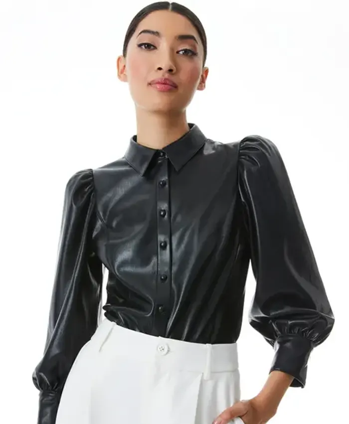 So Help Me Todd S02 Susan Black Leather Shirt For Women