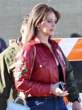 Super Bowl Lana Del Rey Red Leather Jacket