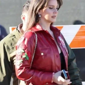 Super Bowl Lana Del Rey Red Leather Jacket