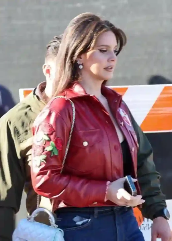 Super Bowl Lana Del Rey Red Leather Jacket