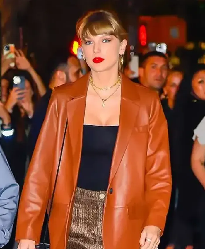Taylor Swift 1989 Brown Leather Blazer