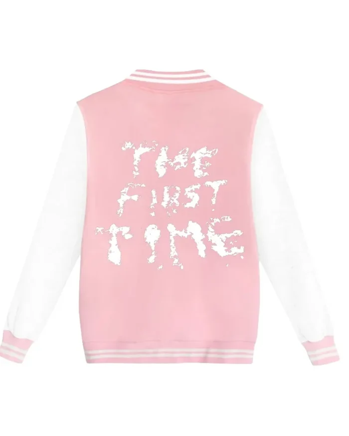 The First Time The Kid Laroi Pink Varsity Jacket Backside