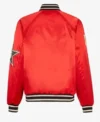 The Kid Laroi Red Satin Varsity Jacket Backside