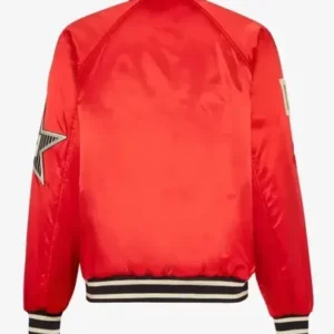 The Kid Laroi Red Satin Varsity Jacket Backside