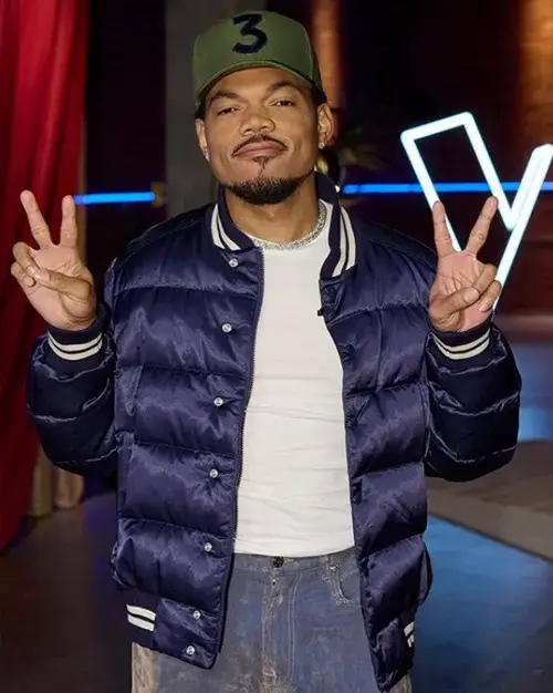 The Voice S25 Chance the Rapper Blue Puffer Jacket