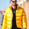 Travis Kelce Yellow Puffer Jacket