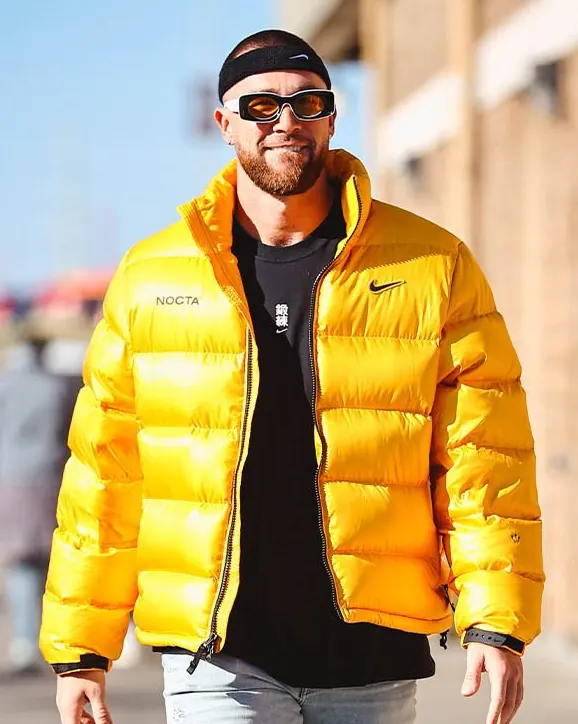Travis Kelce Yellow Puffer Jacket