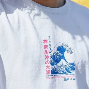 UO Ecru Hokusai Wave T Shirt