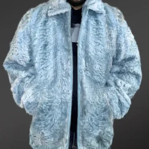 Walker sky blue persian lamb fur Bomber jacket