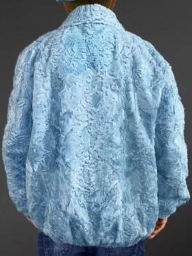 Walker sky blue persian lamb fur Bomber jacket Back