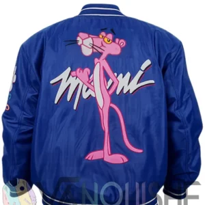 1963 Pink Panther Miami Satin Blue Varsity Jacket back