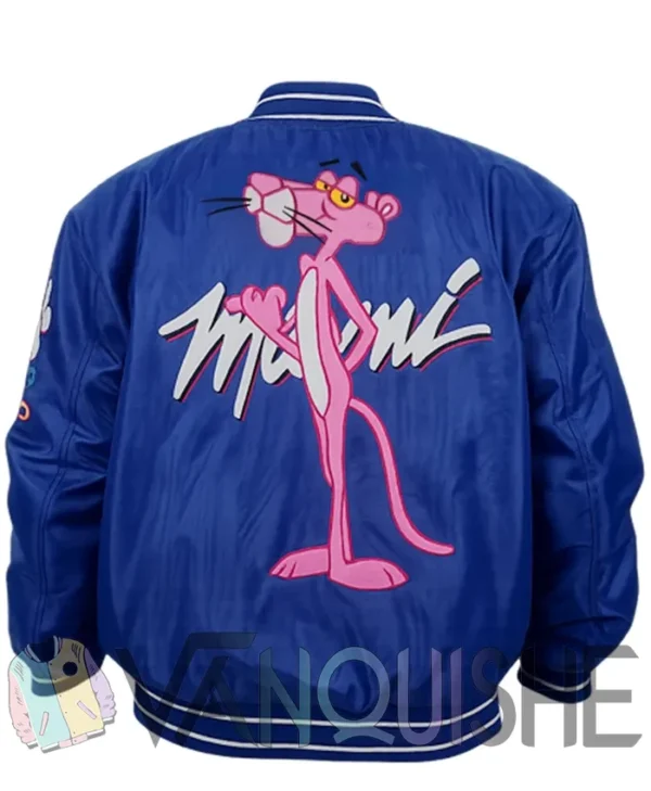 1963 Pink Panther Miami Satin Blue Varsity Jacket back