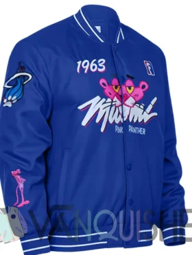 1963 Pink Panther Miami Satin Blue Varsity Jacket right
