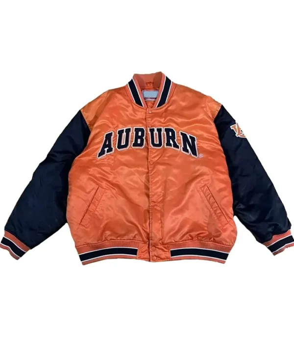 80s Retro Auburn University Tigers Orange Varsity Jacket