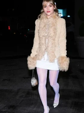 Anna Sophia Robb Fur Beige Jacket