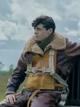Anthony Boyle Masters Of The Air Brown Leather Jacket