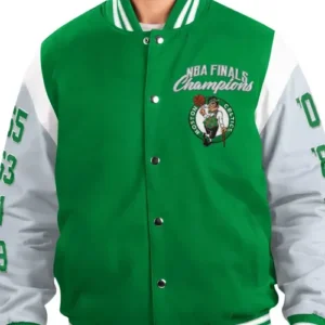 Boston Celtics Franchise Green and Gray Varsity Jacket