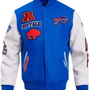 Buffalo Bills Animal Print RoyalWhite Varsity Jacket