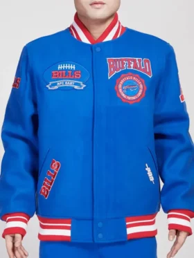 Buffalo Bills Crest Emblem Royal Blue Varsity Jacket
