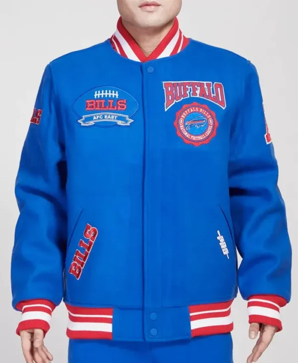 Buffalo Bills Crest Emblem Royal Blue Varsity Jacket