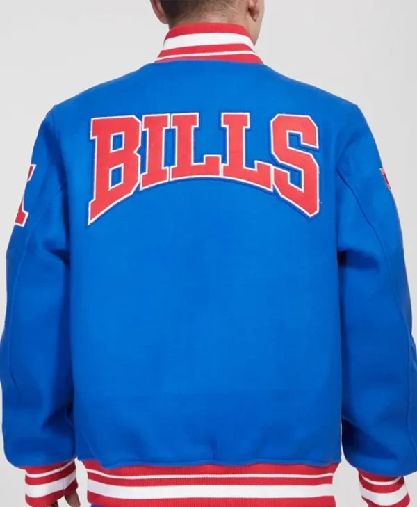 Buffalo Bills Crest Emblem Royal Blue Varsity Jacket Back