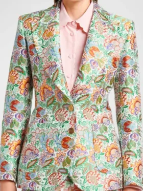Buy Elsbeth Tascioni TV Series Elsbeth Season 1 Episode 10 2024 Carrie Preston Floral Print Jacquard Blazer