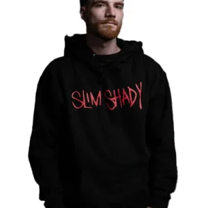 Buy Eminem Slim Shady Red Printed on a Black Hoodie For Sale Men And Women