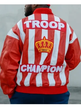 Buy LL Cool J Troop Champion Red Bomber Leather Jacket For Sale
