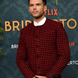 Buy Luke Newton Bridgerton S03 Premiere Red Wool Jacket