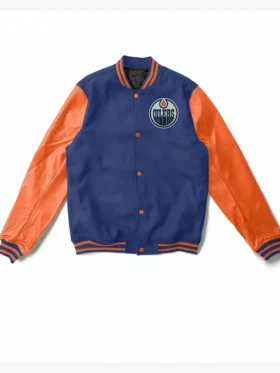 Buy NHL Edmonton Oilers Blue And Orange Varsity Jacket