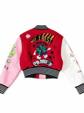 Buy Planet Cropped Varsity Jacket