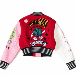 Buy Planet Cropped Varsity Jacket