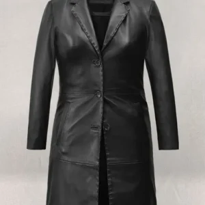Buy Zoe Kravitz Black Leather Long Coat For Sale