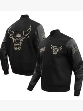 Chicago Bulls Black Gold Varsity Jacket