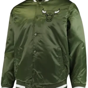 Chicago Bulls Forest Green Satin Varsity Jacket
