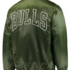 Chicago Bulls Forest Green Satin Varsity Jacket Back