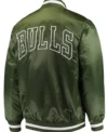 Chicago Bulls Forest Green Satin Varsity Jacket Back