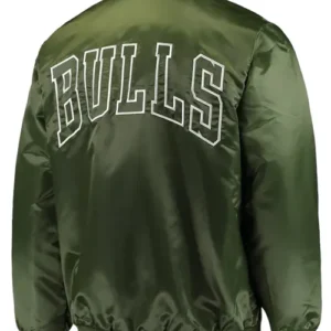 Chicago Bulls Forest Green Satin Varsity Jacket Back
