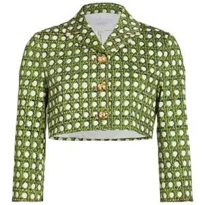 Deborah Good Morning America Green Print Cropped Jacket